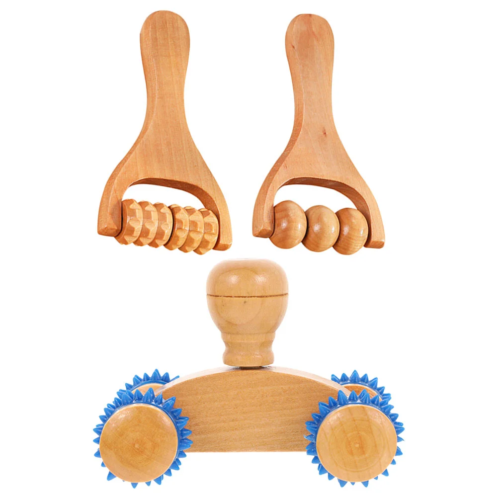 3 шт. массажер для лица и ног подошвенный фасциит шеи плечо деревянный роликовый