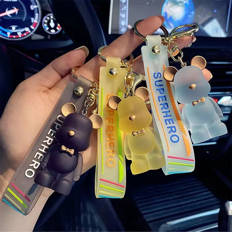 

Dream Crystal Bear Toy Key Chain Acrylic Car Key Accessories Couple Bag Pendant Lovely Given Movement Keychain Ring Wholesale