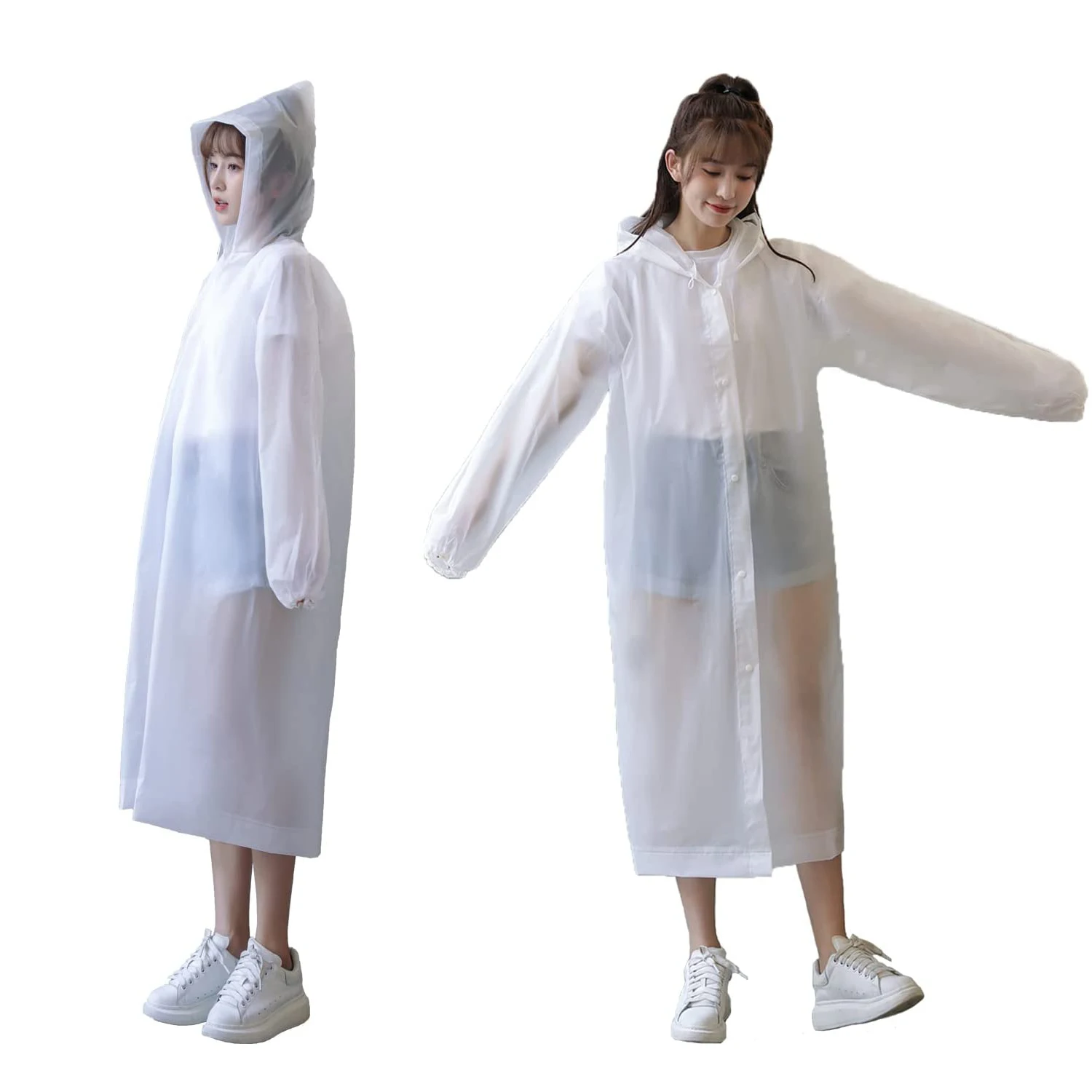 

Rain Coat EVA Rain Poncho Women Men Reusable Raincoat Outdoor Hiking Portable Travel Long Rain Waterproof Rain Jacket with Hood