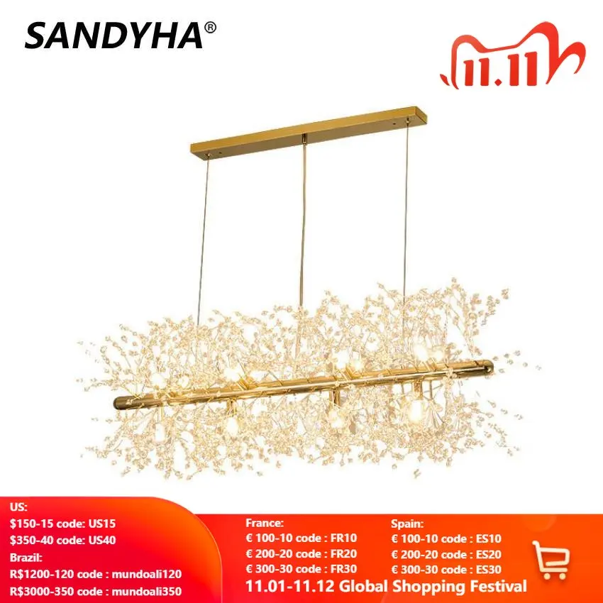 

SANDYHA Nordic Snowflake Chandelier Luxury Crystal Stylish LED Art Design Lamp Home Decorate Living Dining Room Hanging Lighting