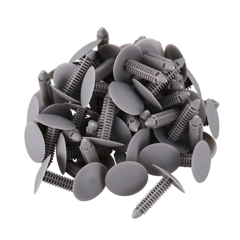 

50 Pcs Gray Plastic Rivet Clips 8Mm X 25Mm X 31Mm