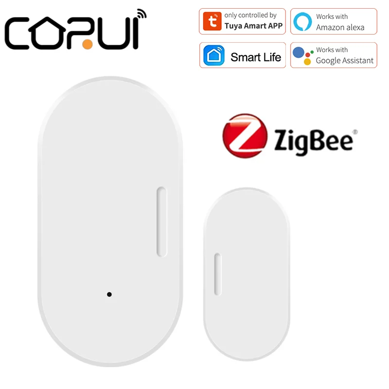 

Датчик окон и дверей Corui Tuya Zigbee, беспроводной детектор открытия/закрытия дверей, Wi-Fi, совместим с Alexa Google Home