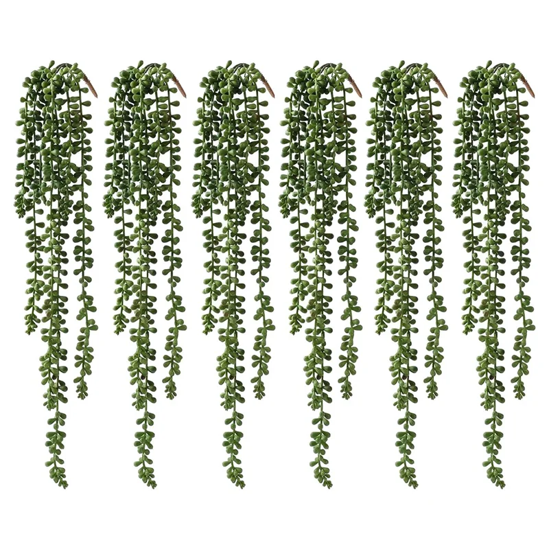 

6 Pcs Artificial Succulents Hanging Plants, String Of Greenery Plants,Decoration for Wall, Home,Garden