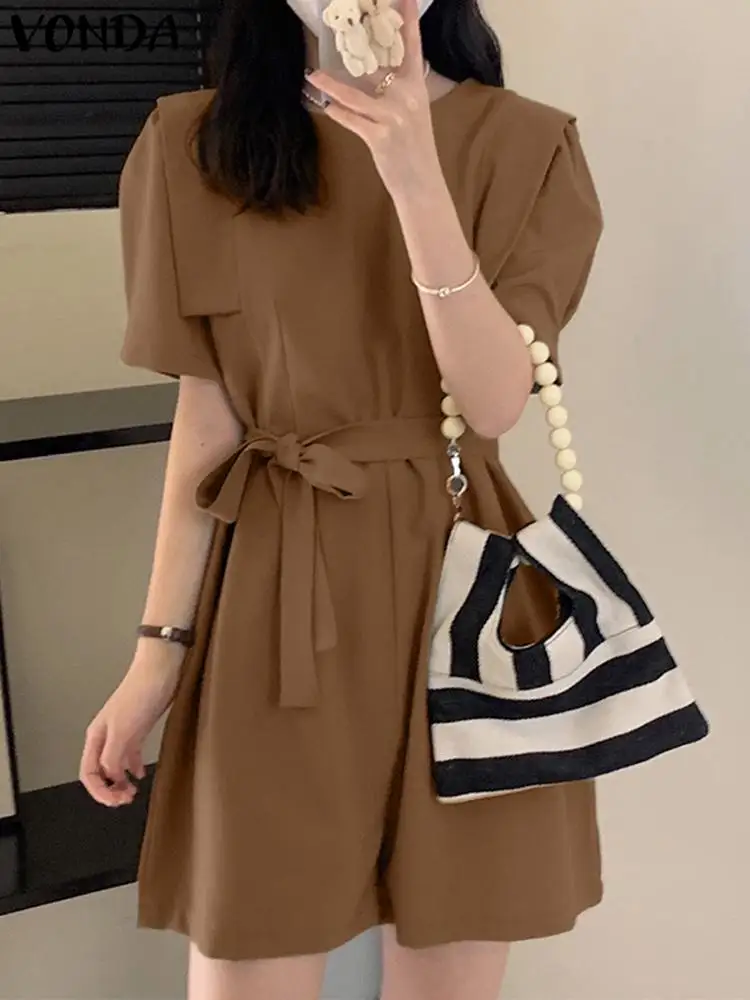 

Женские короткие комбинезоны VONDA с поясом, Короткие праздвечерние чные комбинезоны, уличные комбинезоны с коротким рукавом, женский коротк...