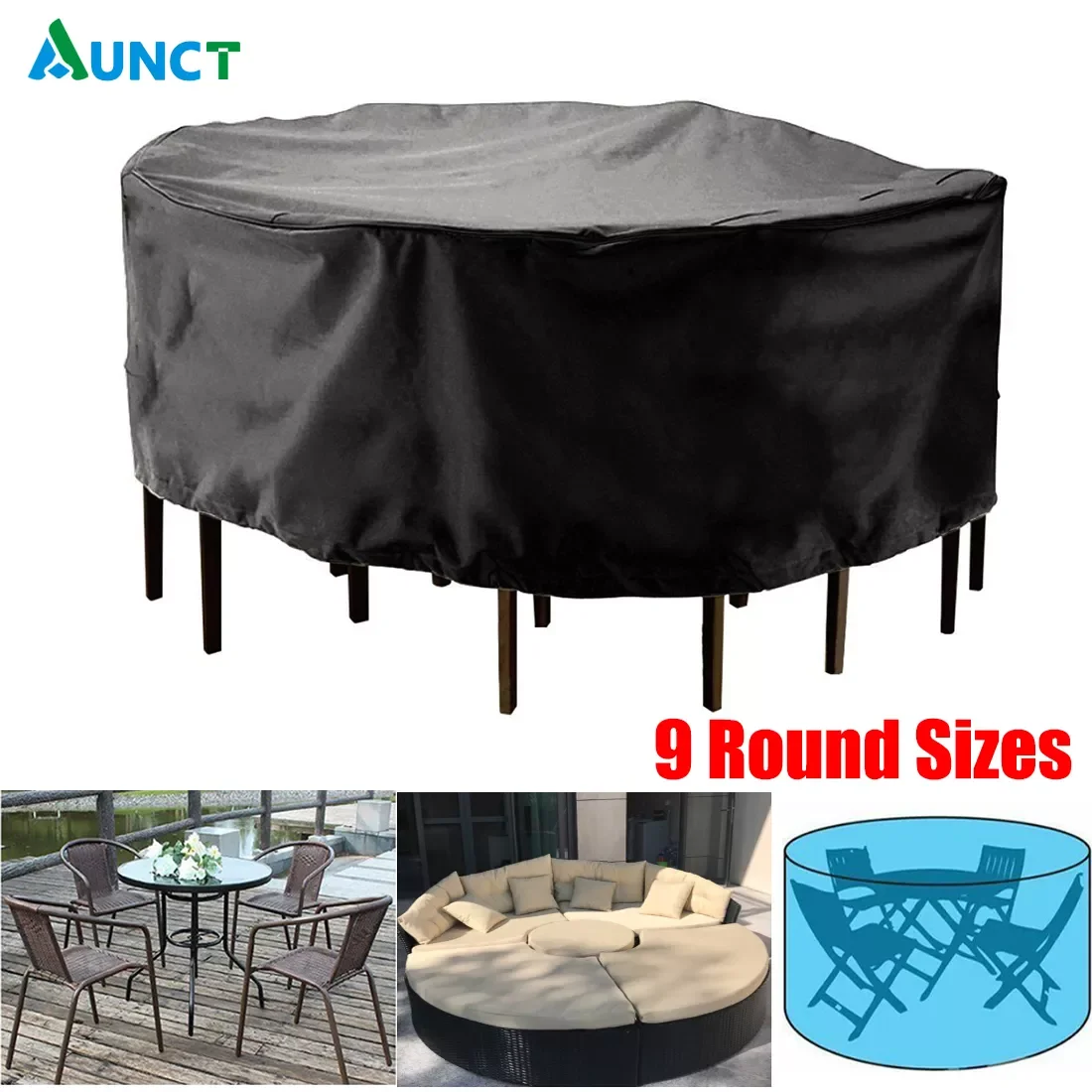 

Outdoor Garden Furniture Cover Round Table Chair Set Waterproof Oxford Wicker Sofa Protection Patio Rain Snow Dustproof Covers