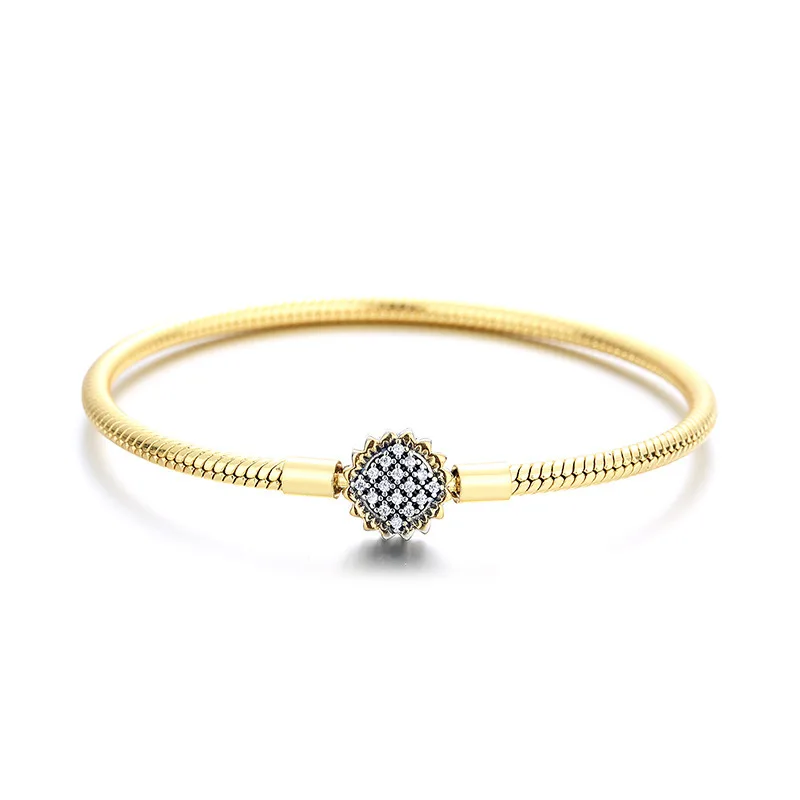 Женская Серебряная цепочка 925 пробы браслет в виде подсолнуха с бриллиантами