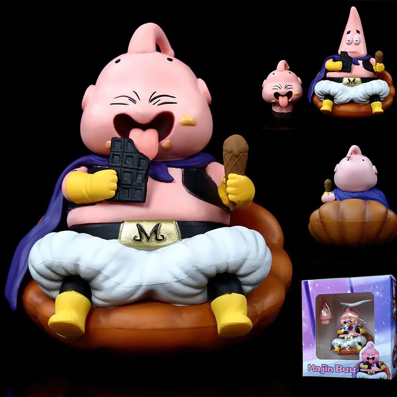 

20CM Dragon Ball DBZ Cute Fat Majin Buu Eat doughnuts Christmas Doll GK Action Figure Toys Christmas Gift