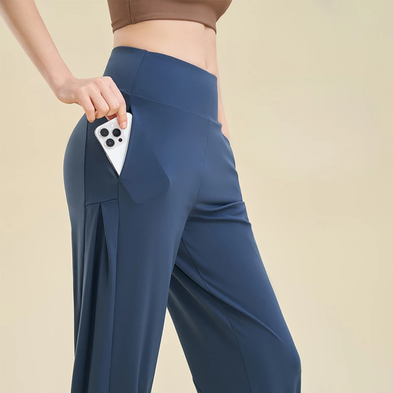 High Waist Gathered Foot Yoga Pants Loose Fitness Long Women's Casual Pants Solid Color Versatile Slim Running Fitness Pants