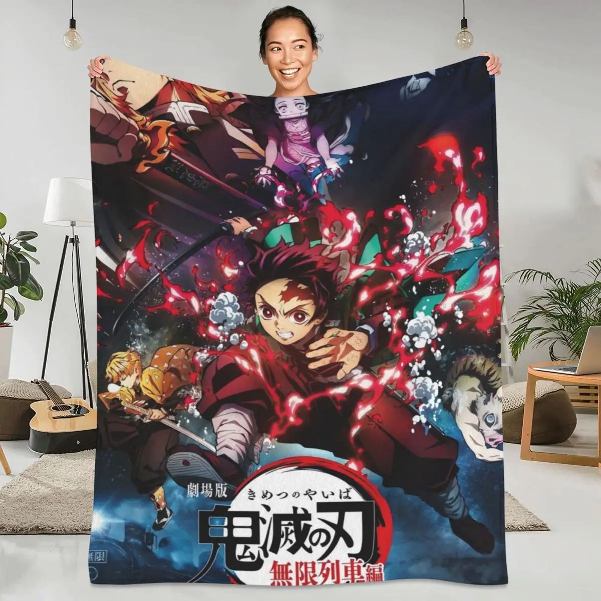 

Super Warm Blanket Travelling Demon Slayer Anime Throw Blanket Funny Nezuko Flannel Bedspread Couch Bed Colorful Sofa Bed Cover