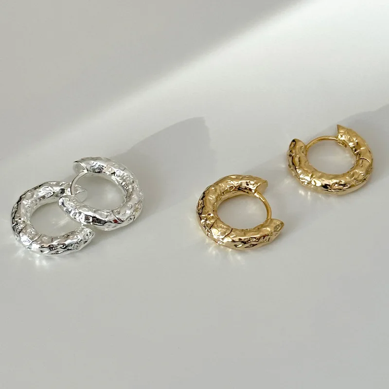 Серьги-кольца женские геометрической формы из серебра 925 пробы