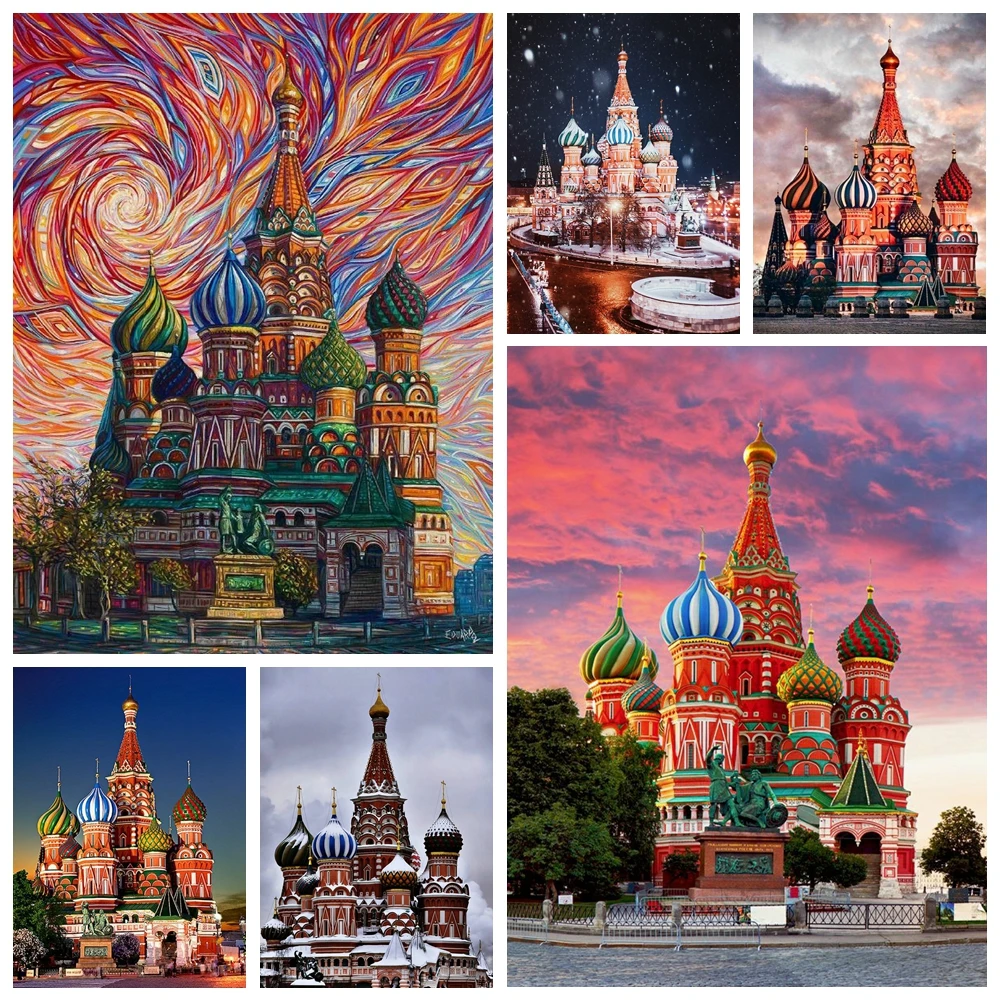 St. Basil's Cathedral Moscow 5D Diamond Painting Landscapes Poster DIY Mosaic Cross Stitch Art Home Decor Gift Kit