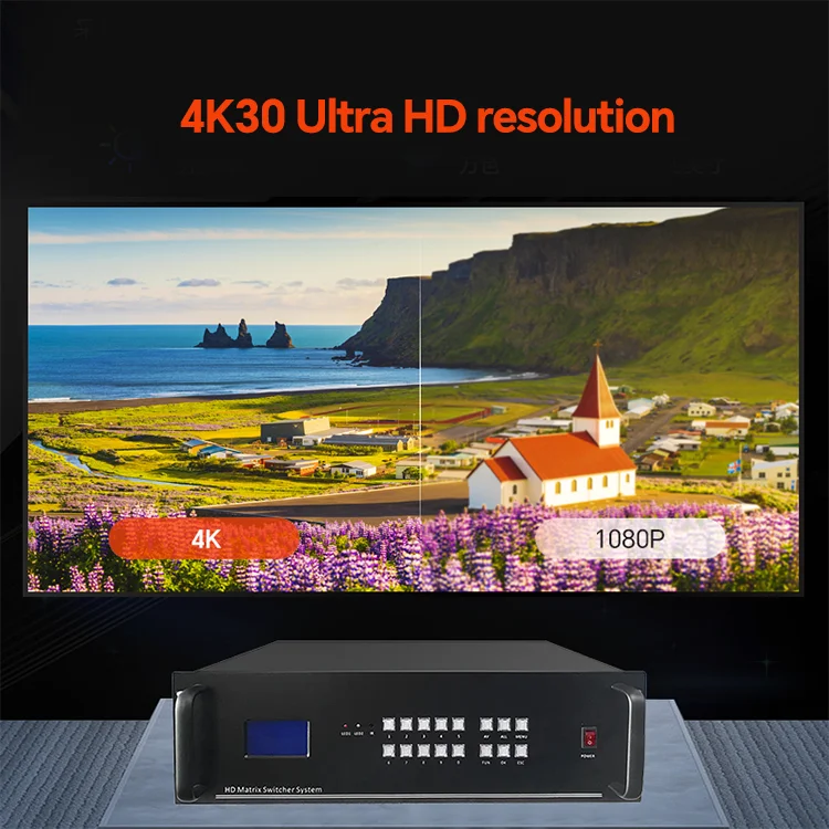 Фото 8x8 Гибридный модульный 4K многоформатный бесшовный видеоматричный коммутатор с HD-BaseT для комнаты управления и мониторинга №3