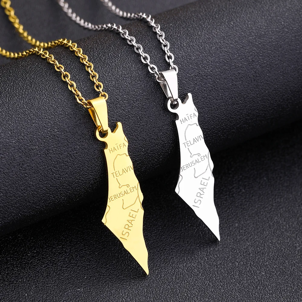 Ожерелье с подвеской в виде Арабской карты Палестины ожерелье из нержавеющей