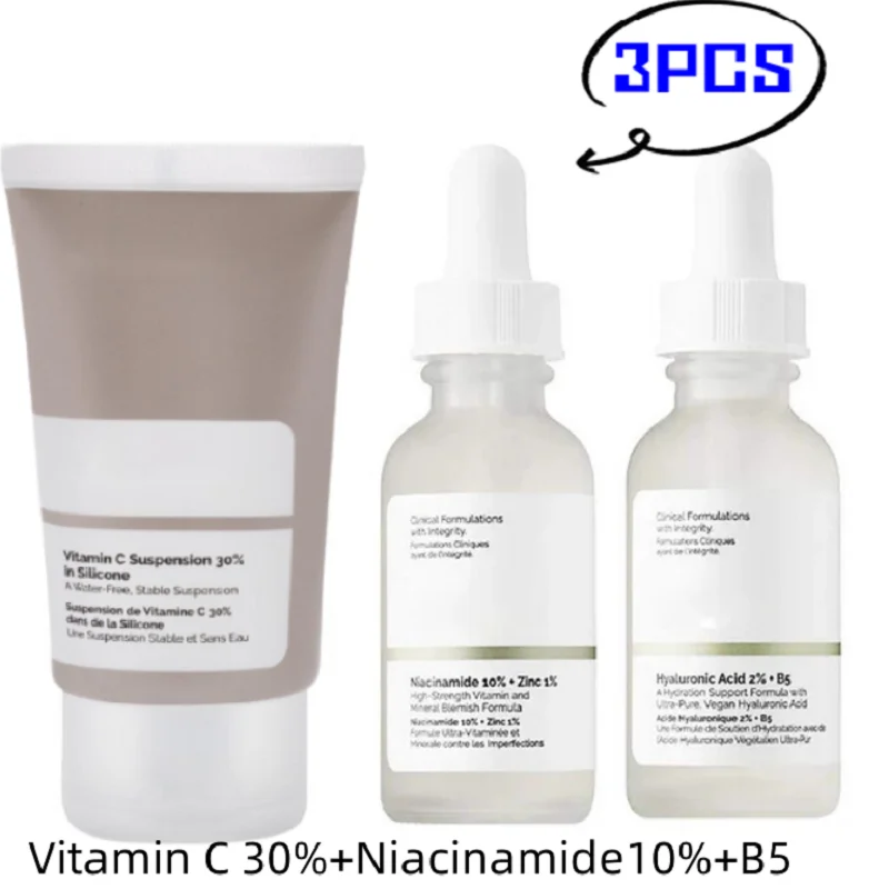 

3 шт. оригинальная Niacinamide10 % + Цинк 1% витамин C 30% B5 Сыворотка для лица продукты масло баланс отбеливание увлажнение оригинальная эссенция