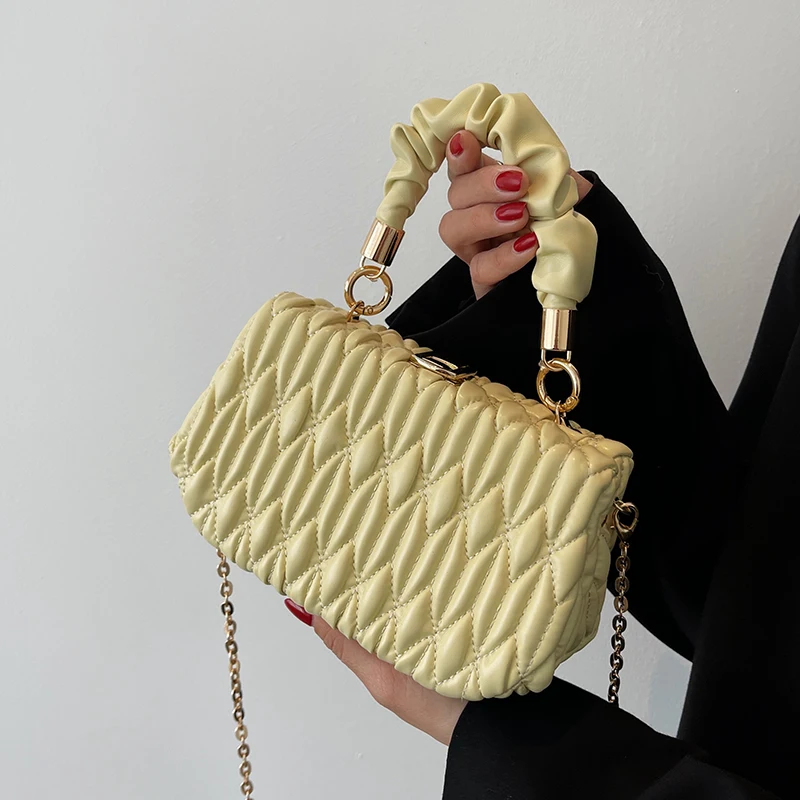 

Pleated Luxury Bag Woman Chain Crossbody Bags for Women PU Leather Handbag Solid Color Women's Bag 2022 Trend Casual Shoulder