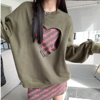 woman sweatshirts long sleeve sweatshirt hollow out love y2k clothes o neck female clothing women fashion tops clothes for women