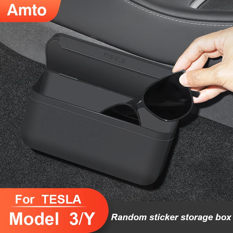 

For Tesla Model 3 Model Y 2023 Car Central Control Storage Box Storage Tidying Accessories TPE Armrest Box Lower Organizer Box