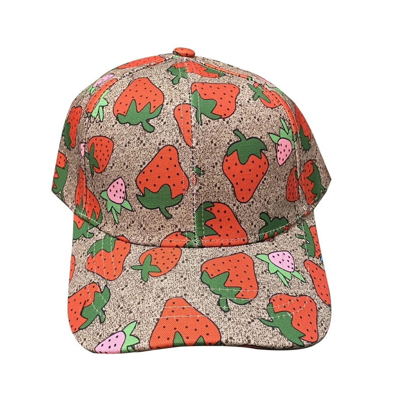 

Men and Woman's summer strawberry print Baseball Caps Adjustable Casual Cotton Letter Snapback sunshde Fisherman Hat