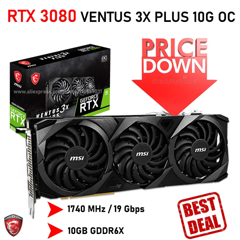 Лучшая цена RTX 3080 графика GDDR6X 19000 МГц MSI GeForce GPU HDCP тройной вентилятор игровая