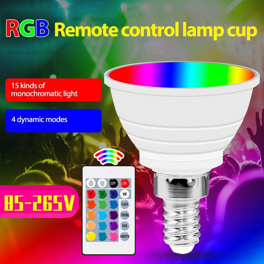 

E27 LED RGB Light Dimmable Light Bulb Spotlight Lamp Remote Control 85-265V RGB+White Dimmable Timer Function Lampada Home Decor
