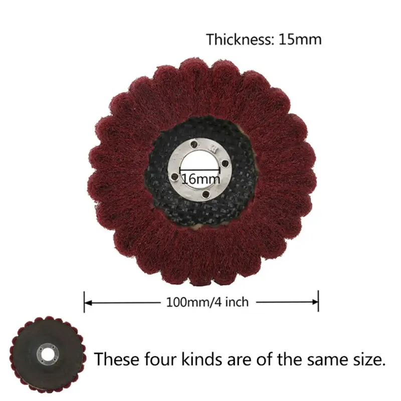 

4 Inch Nylon Fiber Flap Wheel Disc Polishing Buffing Pad 80/150/240 Grit 4Pcs