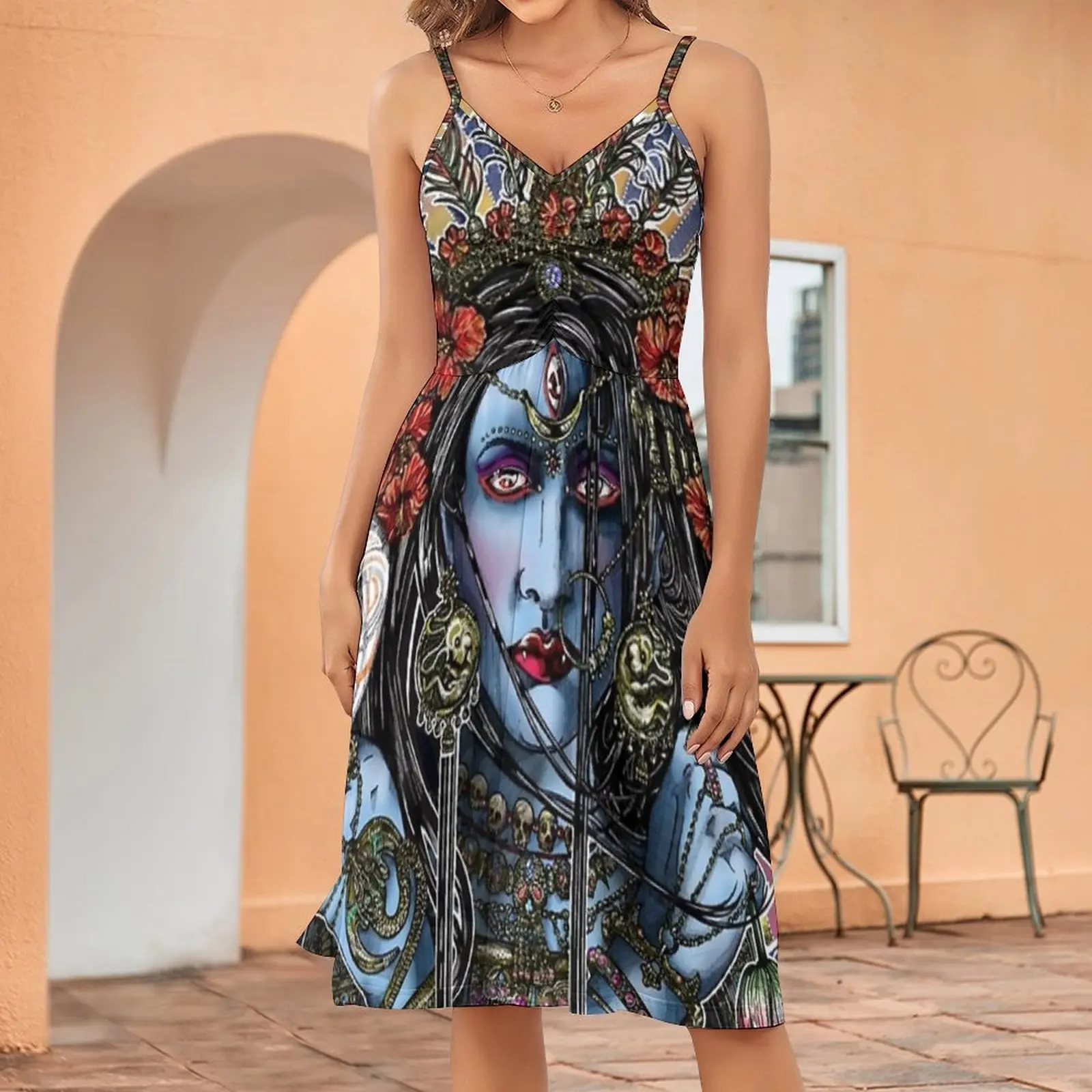 

Женское богемное платье Kali Ma, темная мать, индуийская богиня, Выпускные Платья на новый год