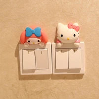 kawaii sanrios my melody hellokittys plush switch decorative protection wall stickers cartoon cute anime plush toy for girl gift