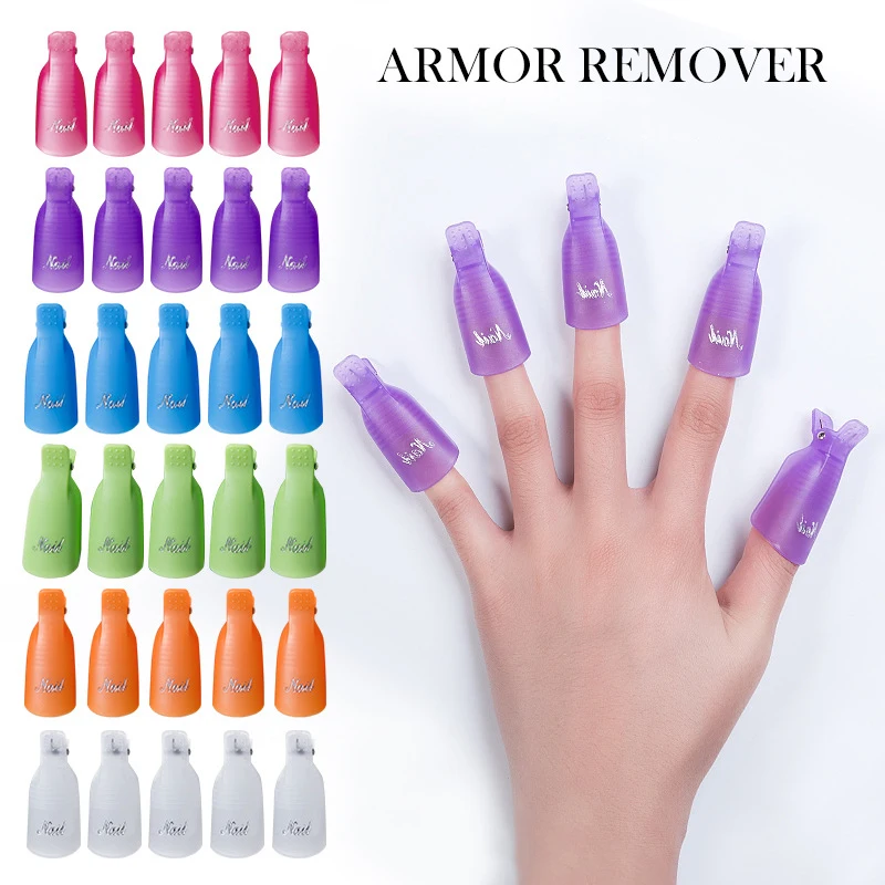 

10pcs Plastic Nail Art Soak Off Cap Clip Nail Clips UV Gel Polish Remover Wraps Cleaner Nail Degreaser Effects for Nails Tools