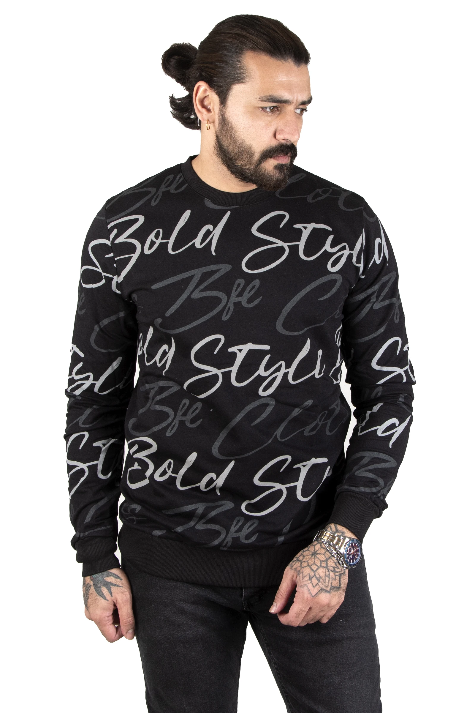 

DeepSEA Lettering Printed Two-Thread Ribanalı Bike Collar Men 'S Sweat 2301187