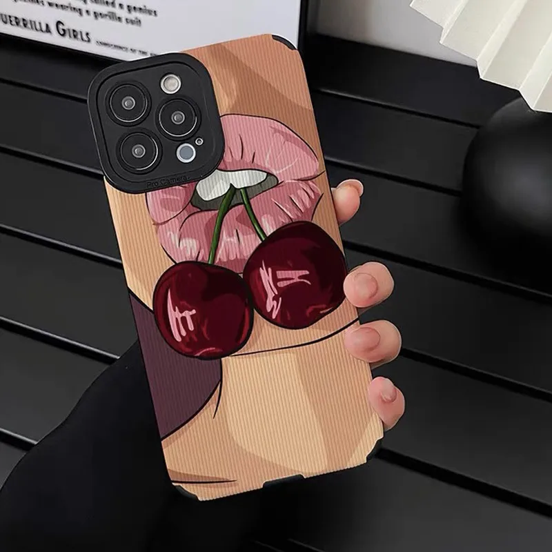 Чехол для телефона с изображением девушки сексуальных губ вишни чехол для iPhone 7 8 Plus SE 2020 11 12 13 14 Pro Max X XS XR мягкий красный Поцелуи Губы задняя крышка