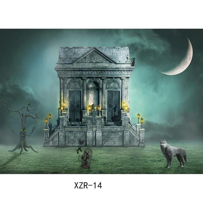 SHUOZHIKE Halloween Backdrop Pumpkin Lantern Forest Tombstone Baby Photography Background For Photo Studio Props 2182 XZR-01