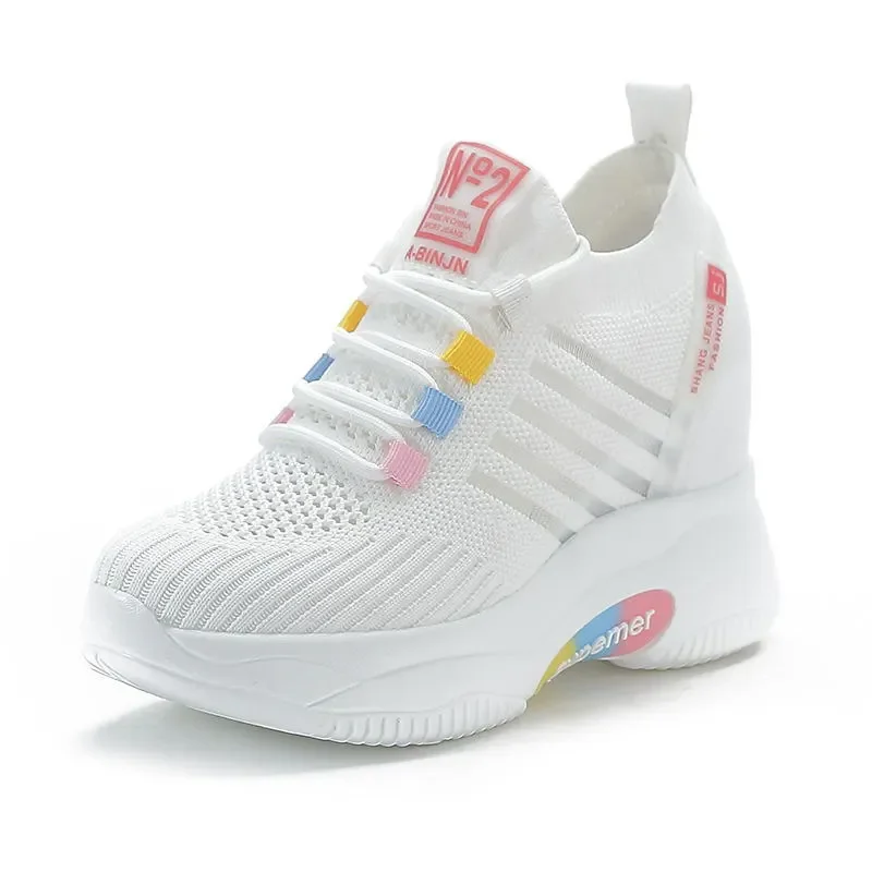 

Туфли женские из натуральной кожи, классические кроссовки на танкетке 8 см, туфли-лодочки со скрытым каблуком, вентилируемые, на лето