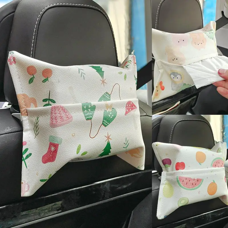 

Cute Animals Pattern Tissue Box Holder Car Papers Storage Case Car Tissue Pocket Elegant Car Decor Tissue Napkin Case For Office