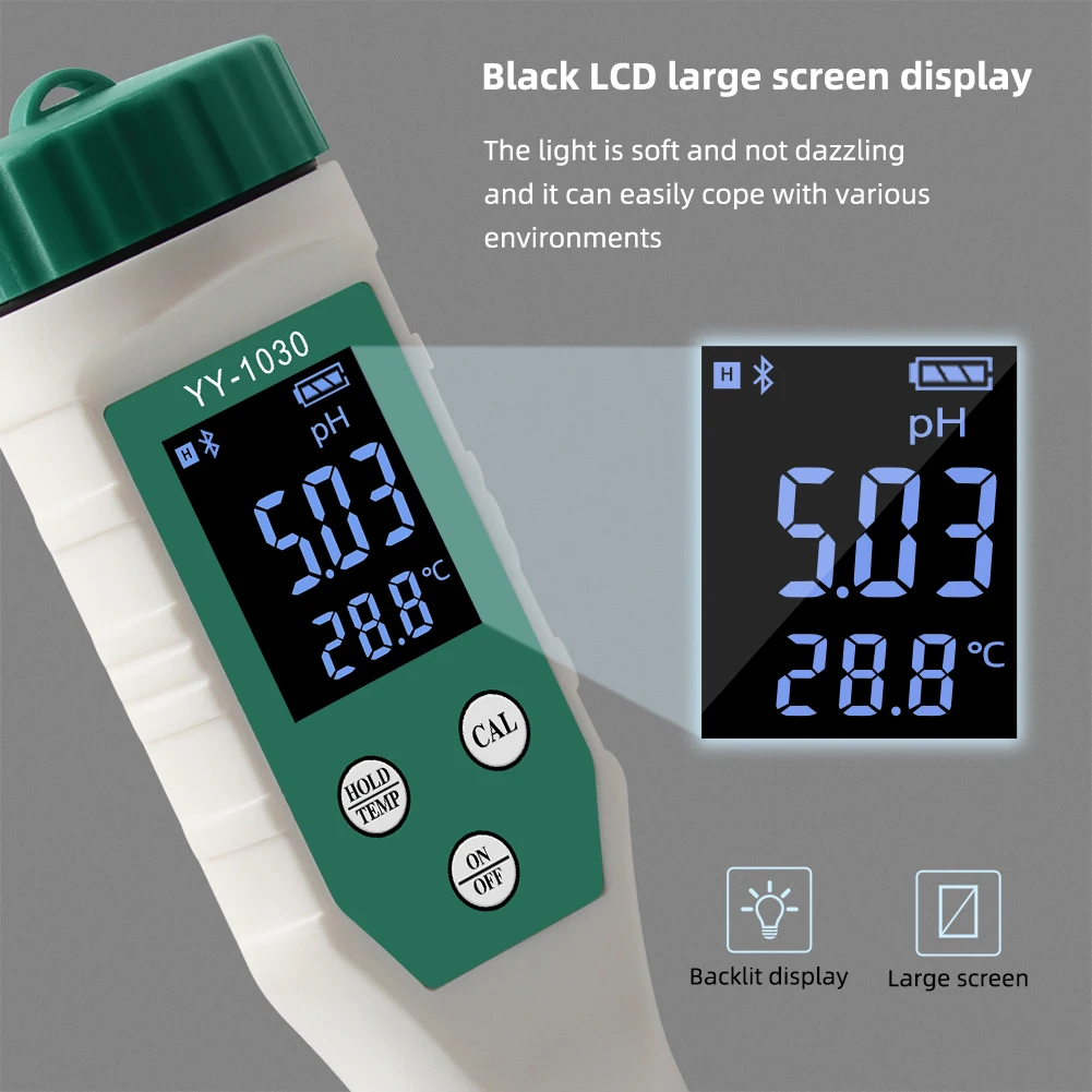 

PH Tester Food Acidity Meter Temperature Tester Waterproof 1PCS Bluetooth Digital Indoors&Outdoors 2022 Brand New