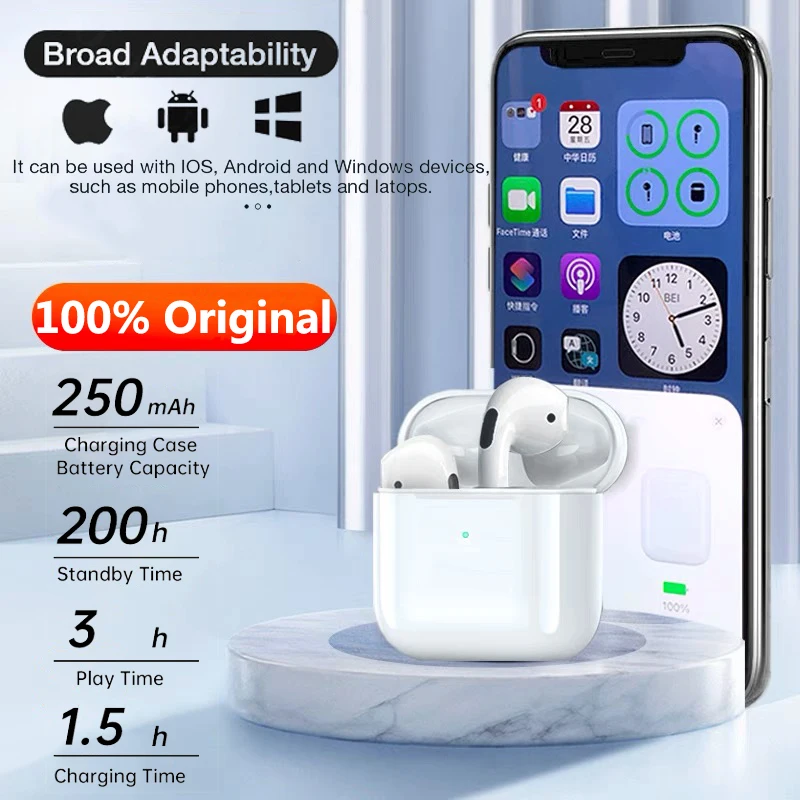 Оригинальный Apple AirPods Pro 4 наушники-вкладыши TWS Bluetooth наушники, беспроводные наушники Earpods игровая гарнитура для AirPods Apple iPhone Xiaomi Lenovo (art.: 3920bee548f36) - 3920bee548f36