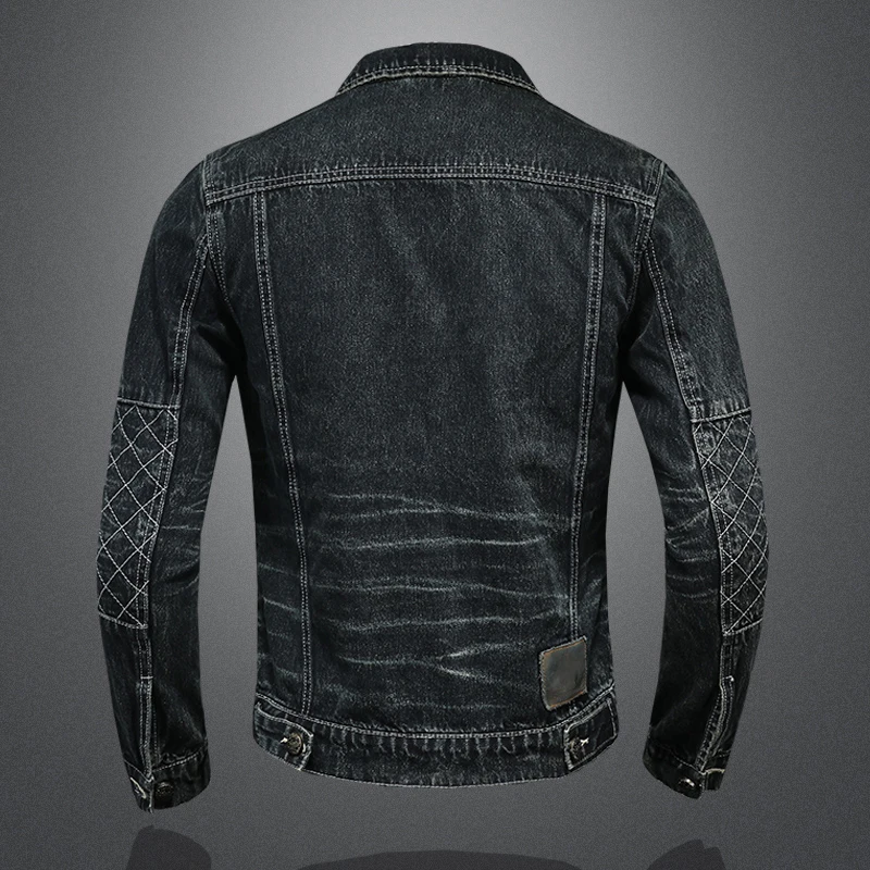 Мужская Потертая джинсовая куртка мотоциклетная Байкерская в стиле панк с