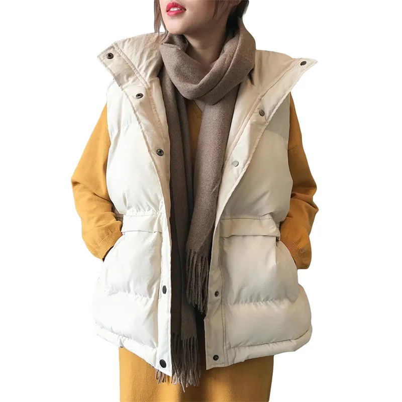 

Женский стеганый пуховой жилет, теплые зимние утепленные майки, модные однотонные пальто без рукавов с подкладкой на пуговицах, Повседневная Свободная верхняя одежда, топы
