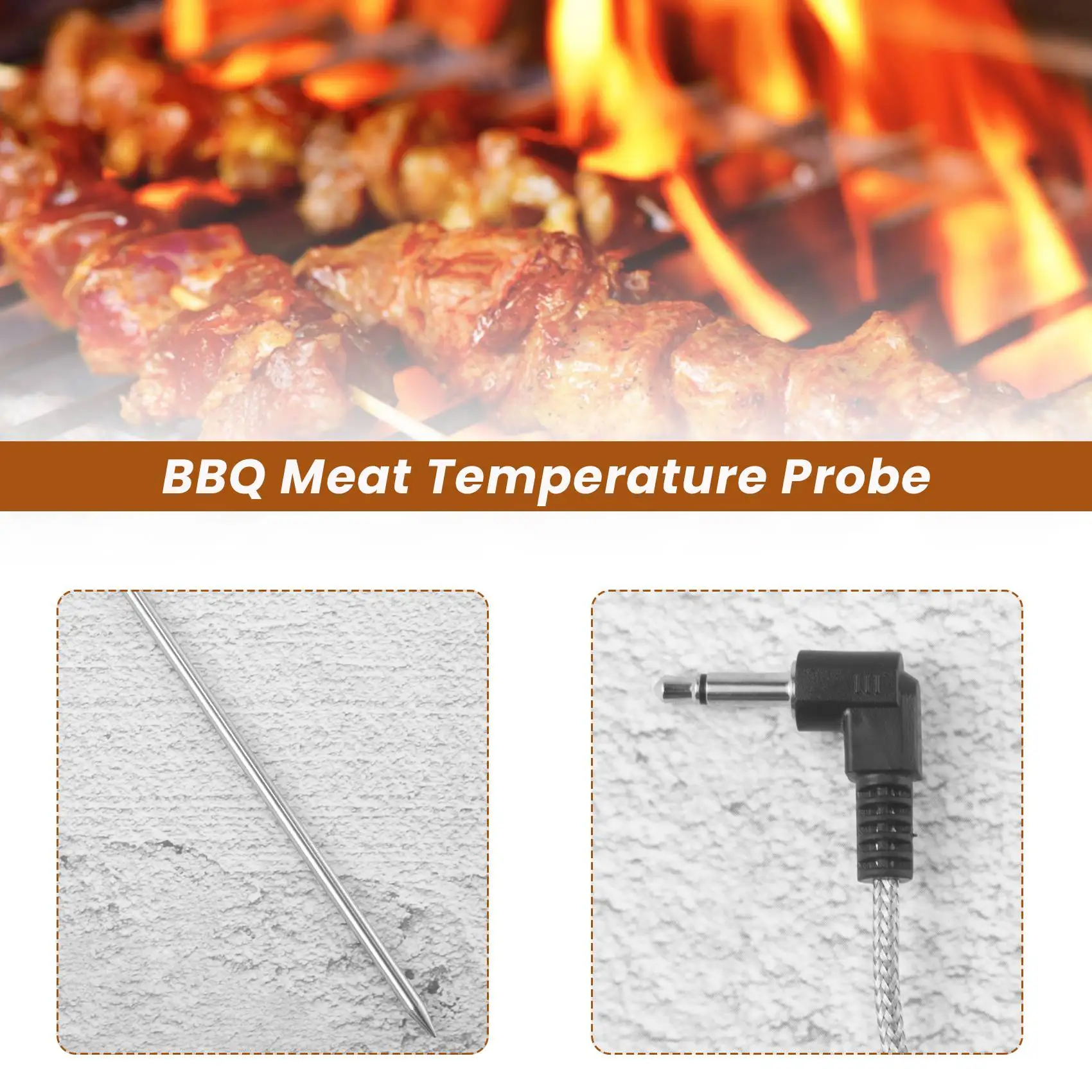 Replacement High-Temperature Meat Probe for Grills and Smokers Compatible with , 2Pc Waterproof BBQ Probe 4
