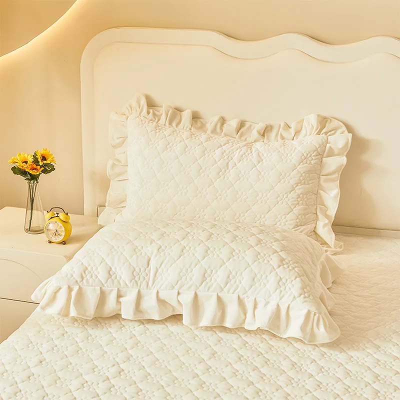 Роскошная бежевая утолщенная бархатная стеганая постельная юбка с цветочной