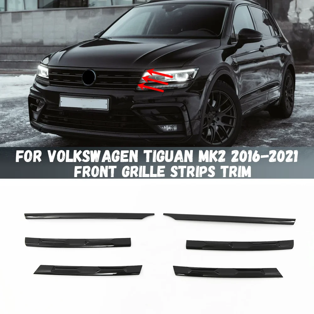 Для Volkswagen VW Tiguan MK2 2017 2018 2019 2020 2021 полоса передней решетки бампер накладка