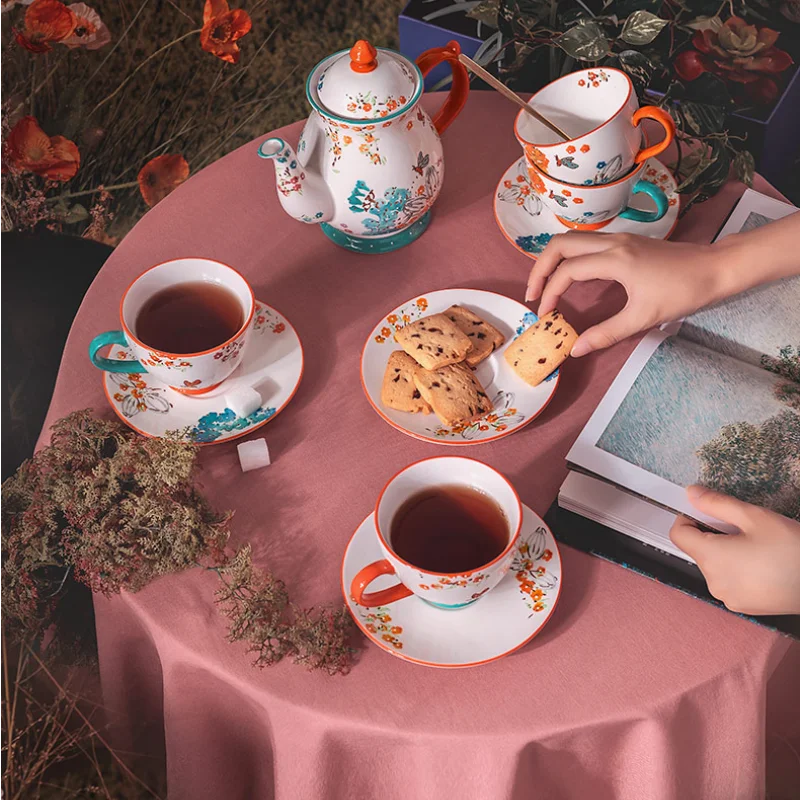 

European Tea Cup Ceramic Teapot Tea Set Home Gift Set Tea Sets European