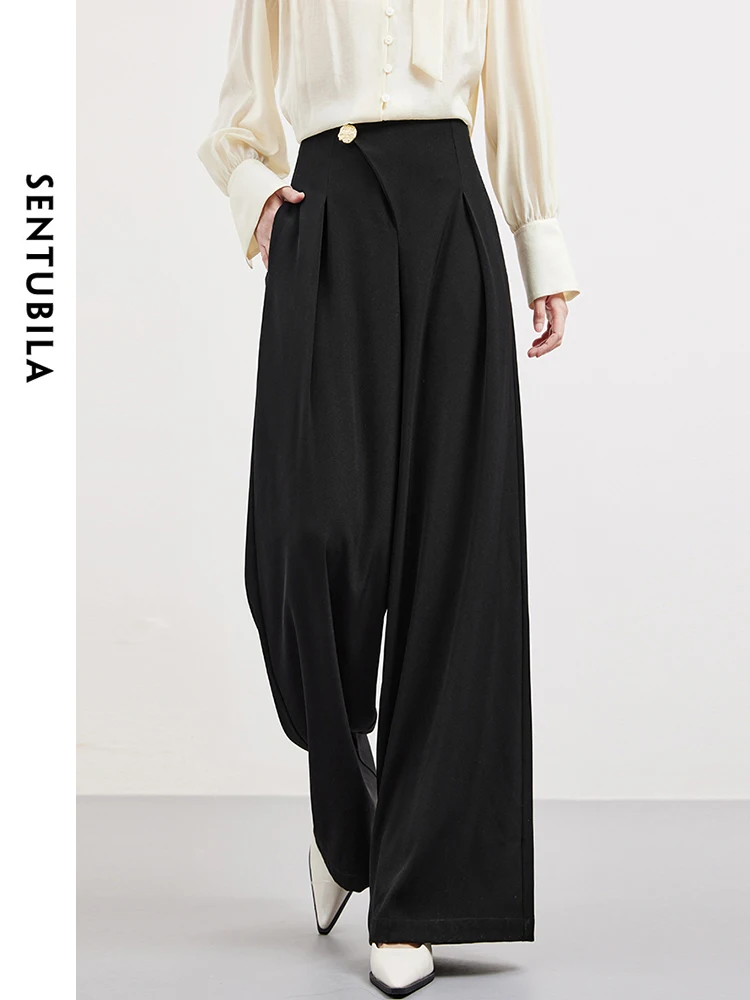 SENTUBILA Мешковатые брюки с высокой талией 2024 весна-лето удобные простые прямые