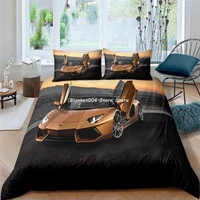 bedding set luxury 3d golden sport car print 23pcs duvet cover pillowcase for kids adult home textile singlequeenking size