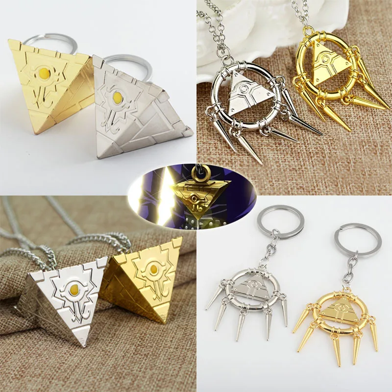 

Anime Yu-Gi-Oh Golden Cone Necklace Yugi Muto Millenium Puzzle Gold Wheel Wisdom Choker Duel Monsters For Women Men Jewelry