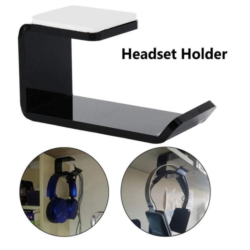 

Type Headphone Holder Stand Adhesive Wall Mounted Headset Hanger Desk Computer PC Monitor Sticky Earphone Display Rack Hook
