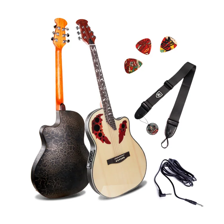 

Wholesale Ovation round back Electric Acoustic Guitar with 4-band pickup 41Inch Semi acoustic guitar