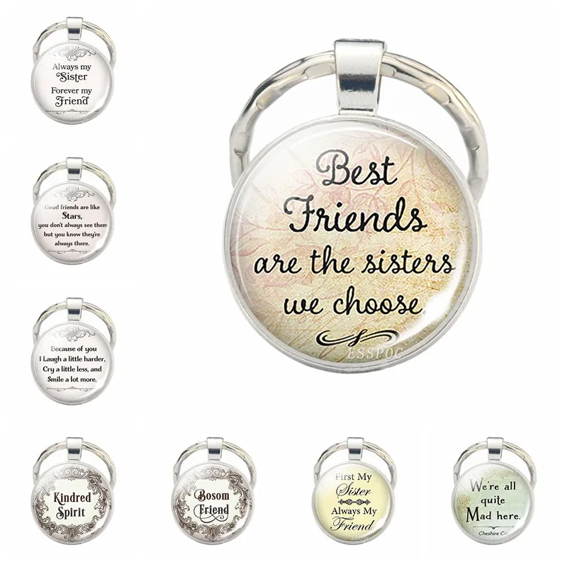 

TOPKEEPING Best Friends Are The Sisters We Choose, Friendship Pendant Quote Jewelry Glass Cabochon Keychain Key Chain