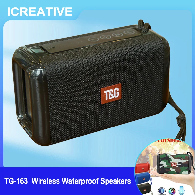 

TG-163 Wireless Bluetooth-compatible Speakers Soundbar Outdoor Sports Waterproof Support TF Card U Disk FM For Smartphone