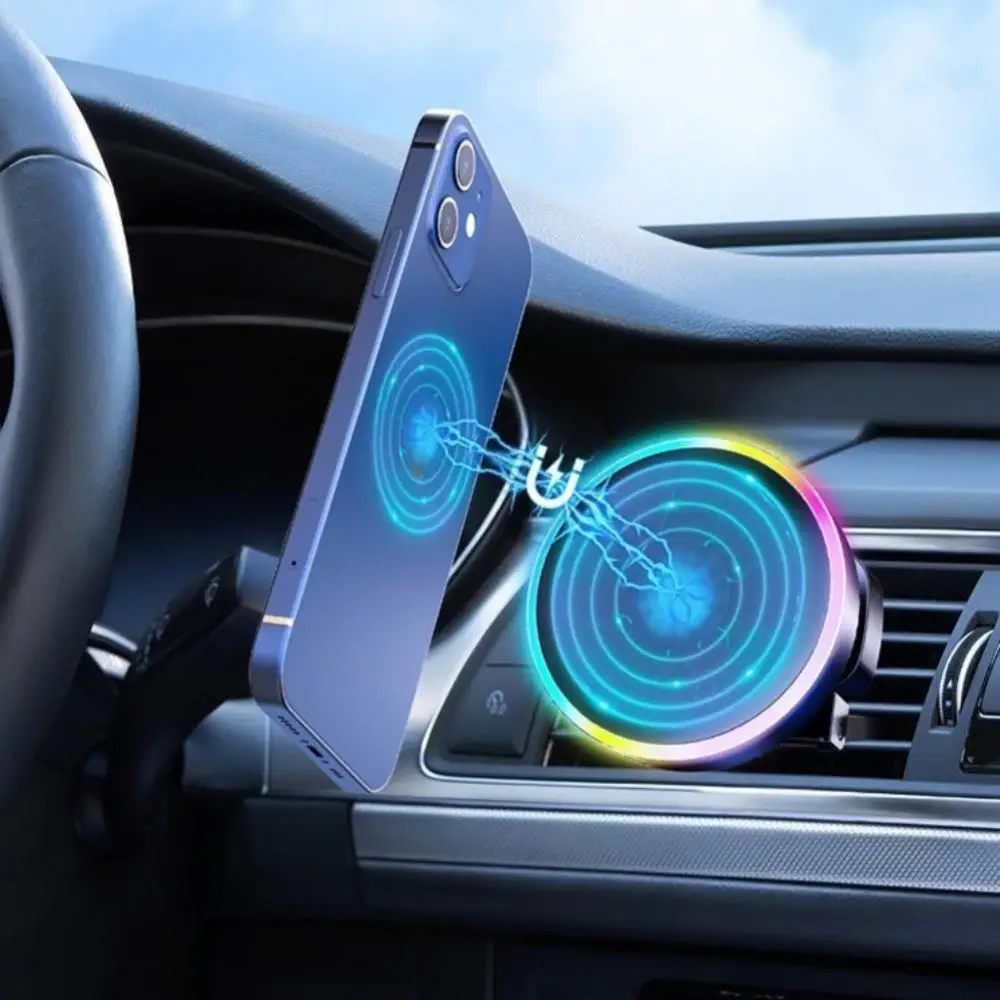

Magnetic Wireless Car Charger With Cooling Fan Charger Compatible With IPhone 14/13/12 Wireless Car Charger Charging