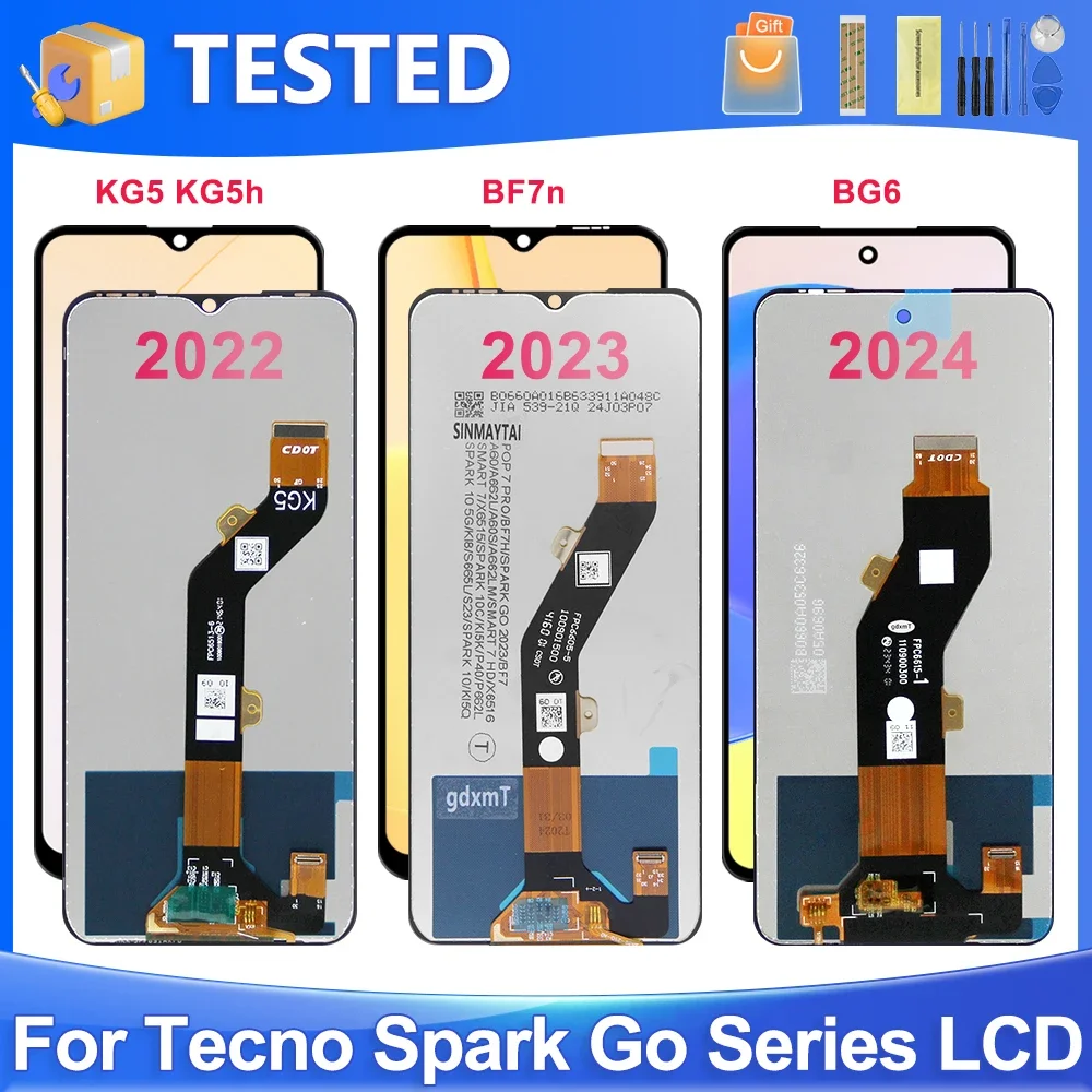 Для Tecno Spark Go 2022 2023 KG5 BF7n для 2024 BG6 ЖК-дисплей с цифровым преобразователем